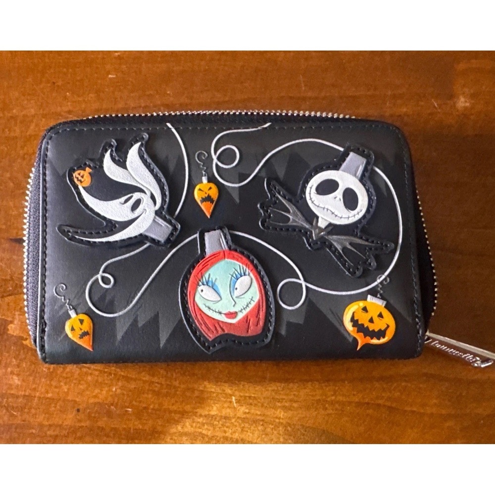 Loungefly Disney Nightmare Before Christmas Zip Wallet Jack Sally Zero NWOT